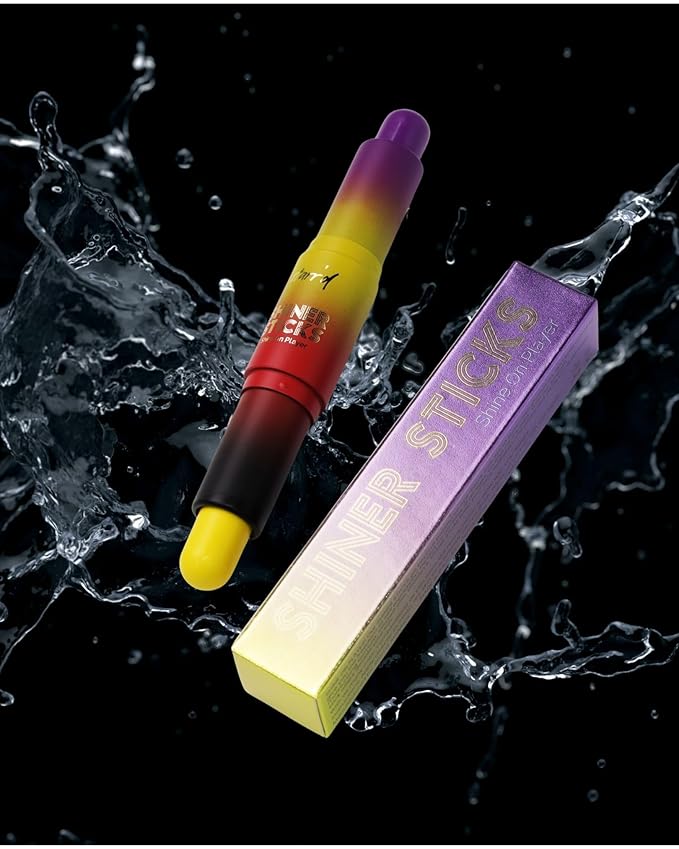 SHINER STICKS™ Dual-colored Applicator Athletic Sunscreen Sticks, 9 Colors, SPF30 UVA & UVB Protection, Water-Resistant, Moisturizer, Glare Reduction, Easy application & removal (Purple and Yellow)