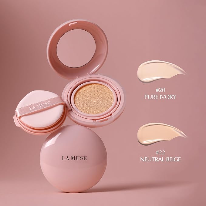 LA MUSE Korean Glow Cushion Foundation(Refill) with PDRN | Shade No.22 Neutral Beige for Medium Skin | 65% Hyaluronic Acid Hydration | Natural Radiant, Lightweight Coverage | Light to Medium Finish