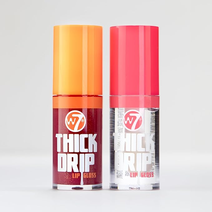 W7 Juicy Lips! Thick Drip Lip Gloss Duo Set - Foolish & In The Clear - Hydrating Glossy Lip Glosses