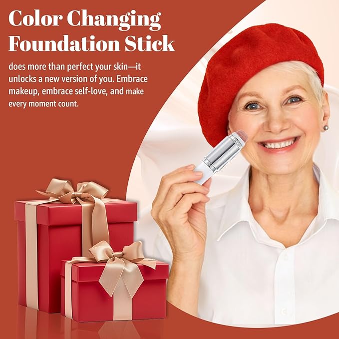 Blanc Cover Cream Stick - Color Changing Foundation Stick, White Foundation Makeup with Built-in Brush, Korean Makeup Moisturizing & Long-lasting Dewy Finish Even Skin Tone (Medium)