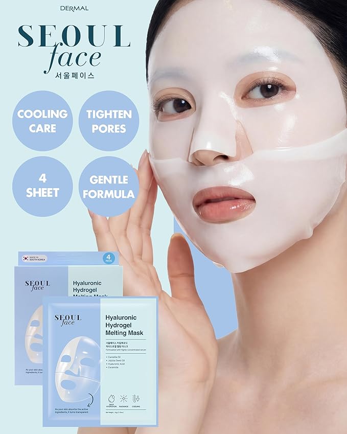 DERMAL Apple Peeling Toner Pad, 80 Pads + Hyaluronic Hydrogel Melting Jelly Gel Mask 4 ea Bundle