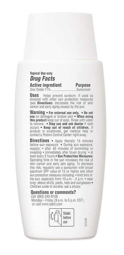 ISDIN Eryfotona Actinica Zinc Oxide sunscreen with 100% mineral UV filter Broad Spectrum SPF 50, No White Cast, Suitable for Sensitive Skin, 3.4 Fl Oz