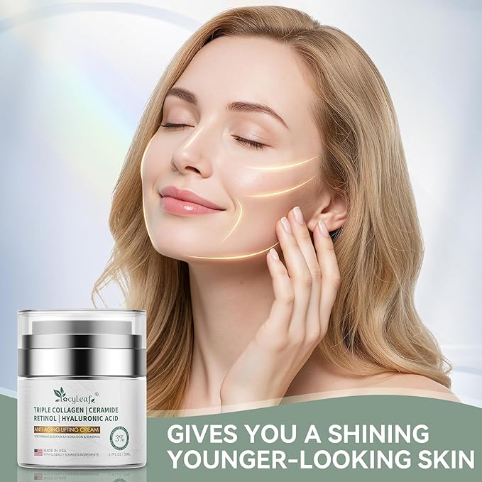 Retinol Cream, Anti-Aging Face Moisturizer, Anti-Wrinkle, Smooth Fine Lines, Hydrating, Collagen, Hyaluronic Acid, Day and Night Skin Care, Suitable for Face and Neck -Made in USA-1.7 fl oz