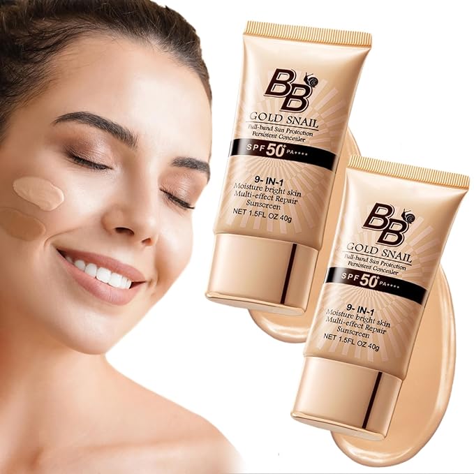 Generic Korean BB Cream with SPF 50, 9 in 1 BB Cream Sunscreen SPF 50 Korean Waterproof Sweatproof, Foundation Full Coverage Tinted Moisturizer, Facial Concealer for Oily Skin, Dry Skin (2Pcs 01#)