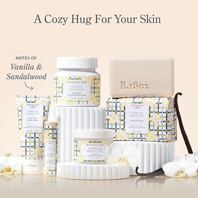 Beekman 1802 Whipped Body Cream – Rich Body Butter & Moisturizing Body Cream, Goat Milk Lotion, Shea Butter & Vitamin E, Hydrating Body Moisturizer for Dry Skin - Vanilla Absolute 8 oz