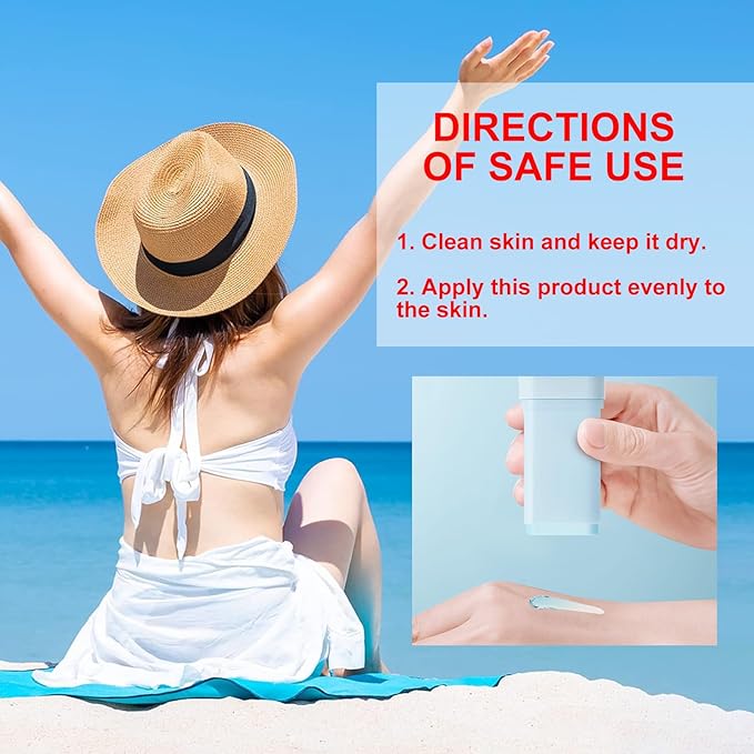 Mineral Sunscreen Stick with Zinc Oxide SPF 50+, Face Sunscreen Stick, Transparent Texture, Moisturizing and Refreshing, Non-Sticky, Comfortable Skin Feel, Easy to Apply, Waterproof