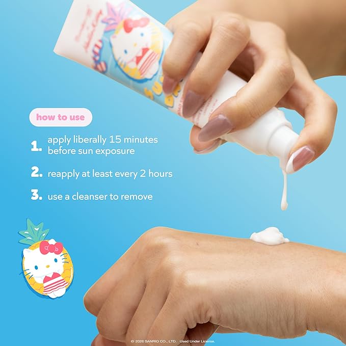 The Crème Shop x Hello Kitty Sunny Days SPF 40 Mineral Sunscreen for Sensitive Skin with Zinc Oxide, UVA/UVB Protection with No White Cast, Korean Skin Care (1.69 Fl Oz)