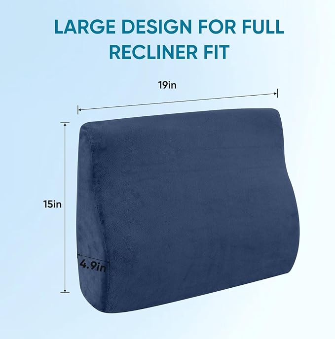 Back Support Pillow for Recliner Chair, Memory Foam Couch Back Cushions Ergonomic Large Lumbar Support Pillow for Lower Back Pain Relief, with Soft Velvet