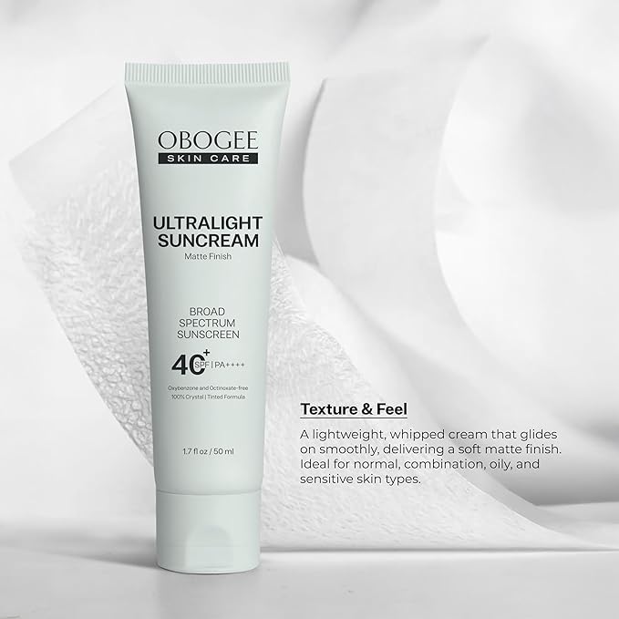 Ultralight SunCream(SPF 40) - 50 mL - 100% Mineral, Oil-Free Broad Spectrum Sunscreen - Smooths Skin’s Appearance, Minimizes Pores & Controls Shine - Water & Sweat Resistant