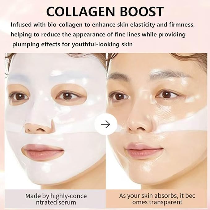 5ea Set Collagen Face Mask Bio-Collagen Real Deep Mask Hydrating Overnight Hydrogel Facial Mask Improves Skin Pore Minimizing Elasticity Plumping Improvement Korean Skin Care
