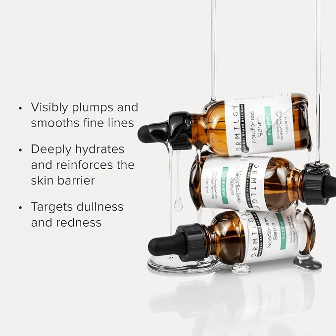 DRMTLGY Needle-less Serum – Peptide & Ceramide Face Serum for Fine Lines & Wrinkles, Hydrating & Firming Anti Aging Serum with Niacinamide & Hyaluronic Acid, Smooths & Plumps Skin, 1 oz