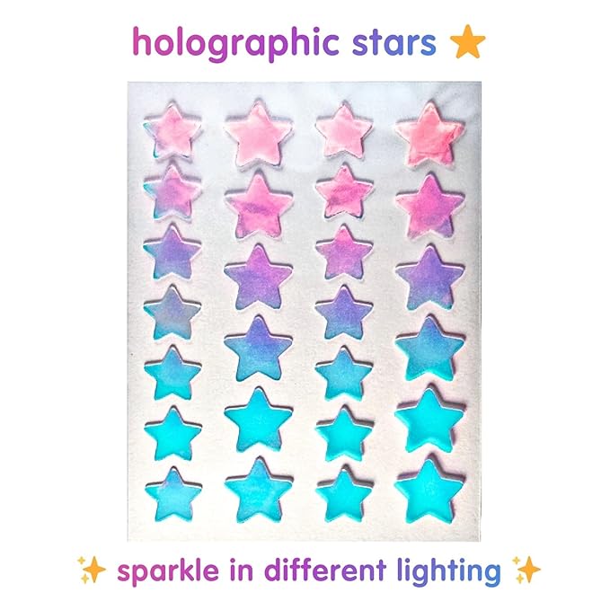 Heal & Conceal Pimple Patch, Cute Holographic Acne Patches For Face, Fun Hydrocolloid Zit Stickers For Breakouts (Holographic Stars - 26 count / 1 sheet)