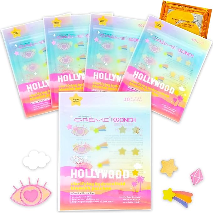 The Crème Shop Pimple Patches Pack - Bundle with 100 Hydrocolloid Blemish Patches Infused with Tea Tree Made in Korea to Conceal and Heal Acne Spots | The Creme Shop Skin Care