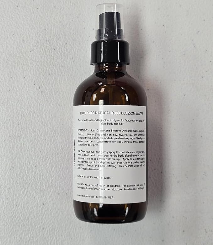 HYDROSOL Water Collection (Rose Water, 4 oz) - Moroccan Rose Water for Face & Hair - 4 oz