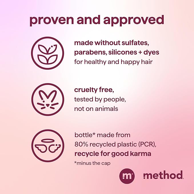 Method Volumizing Shampoo,Pure Peace with Rose,Peony,and Pink Sea Salt Scent Notes,Paraben and Sulfate Free,14 oz,(Pack of 2)