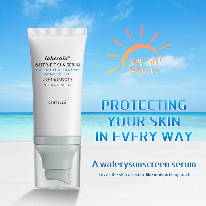 Centella Sunscreen SPF 50, Moisturizing Water-Fit Sun Serum, Face Sun Screen Long-Lasting Protection, Centella Madagascar Sunscreen, NO White Cast - Dry Oily Skincare For All Skin 50mL/1.69FL.OZ 2Pcs