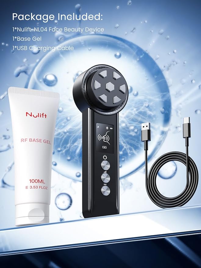Radio Frequency Skin Tightening Device, Smart Electric Zinc Alloy Facial Beauty Machine with RF-Current Cold Heat for Jawline Lifting, Cheek Firm, Wrinkle Reduction, Depuff, Increase Absorption