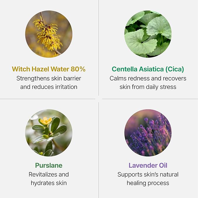 SOS Witch Rescue Mist - 80% Witch Hazel Toner with Cica for Redness Relief, Calming Silver Spray for Sensitive Skin, Korean Skin Care (1.69fl oz)