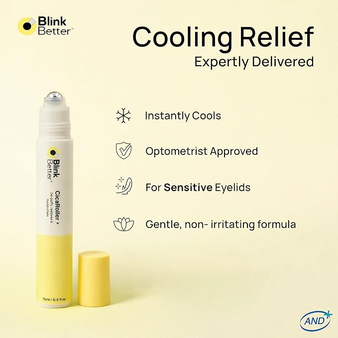 CicaRoller+ Depuffing Eye Roller Serum for Eyelids and Under Eyes – Cooling Rollerball with 2.5% Caffeine, Peptides, Cica & Panthenol, Hydrates, Soothes and Smooths Puffy Eyes, 15 ml