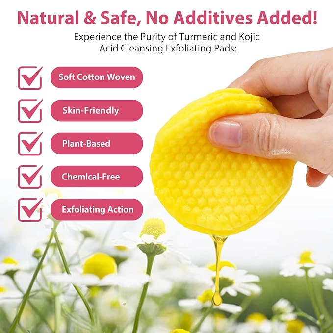 Turmeric Cleansing Pads,Kojic Acid Pads The Body's Skin, Helps Balance Skin Oil and Water 40 PCS