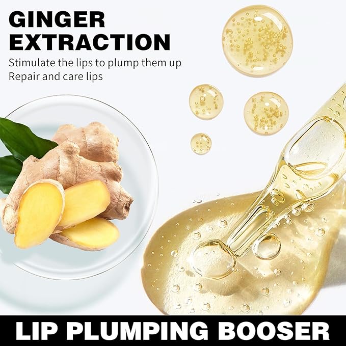 Erinde Lip Plumper Gloss, Natural Ginger Lip Plumping Booster, Ultra-Hydrating & Nourishing Plump Lip Plumper, Glossy Finish Fuller Lip Plumping Oil for Women Girls, G02