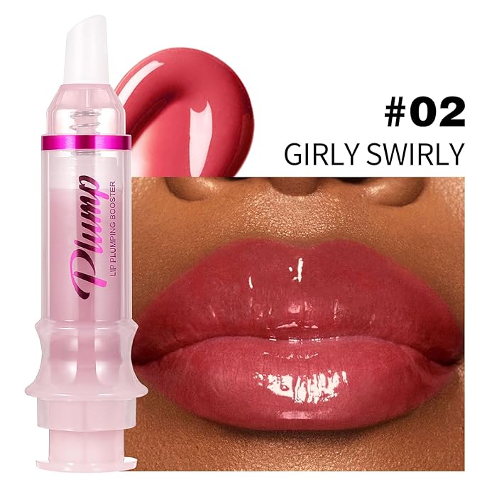 Erinde Lip Plumper Gloss, Natural Ginger Lip Plumping Booster, Ultra-Hydrating & Nourishing Plump Lip Plumper, Glossy Finish Fuller Lip Plumping Oil for Women Girls, G02