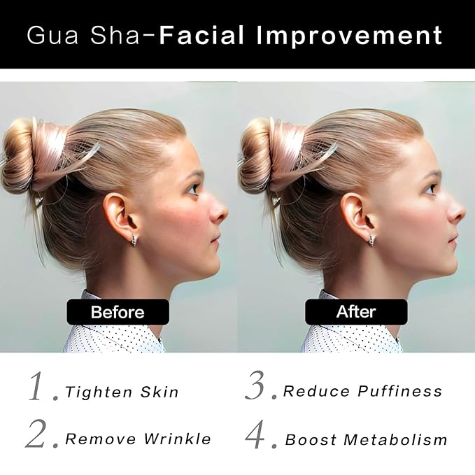 Gua Sha Facial Tools, Obsidian Guasha Tool for Face & Eye Gua Sha Stone for Puffiness Reducing & Jawline Sculpting Face Stone Gua Sha Tools for Skin Care Woman GuaSha Stone Tool, Black