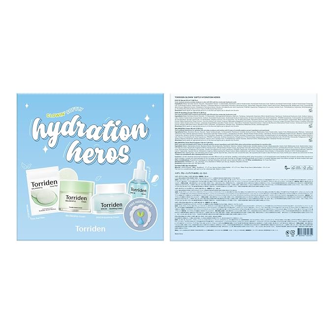Torriden Softly Hydration Heroes DIVE IN Serum 1.69 fl.oz.+DIVE IN Soothing Cream 3.38 fl.oz+BALANCEFUL Cream 2.70 fl.oz.+BALANCEFUL Toner Pad 10 sheets | Korean Skincare Set for Hydration & Calming