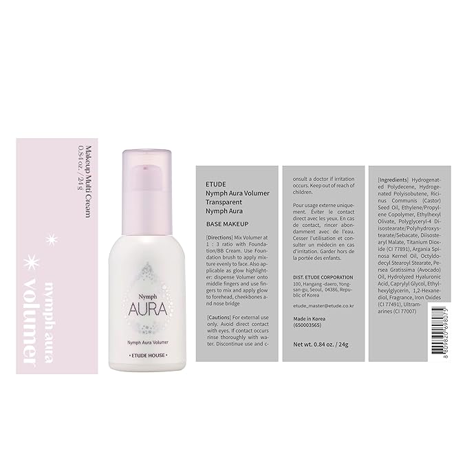 ETUDE Nymph Aura Volumer (0.81Fl Oz) | Face Primer, Korean makeup, Hydrating Radiant Cream, Restoring, Glow & Shiny Makeup Base, Smooth & Flawless Skin, Natural Finish, Kbeauty