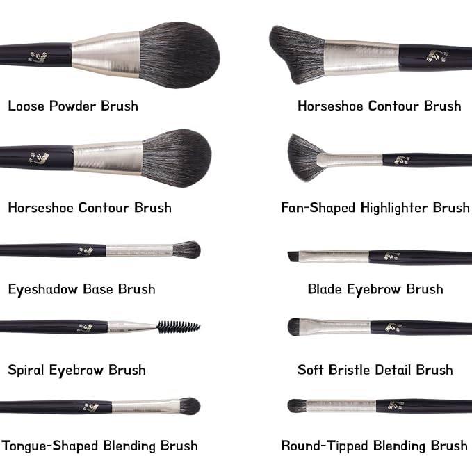10pcs Makeup Brush Set with Dry Cleaning Box, Travel Bag & 2 Puffs - All-in-One Soft Synthetic Brushes for Beginners, Travel, Full Face & Eye Makeup Kit