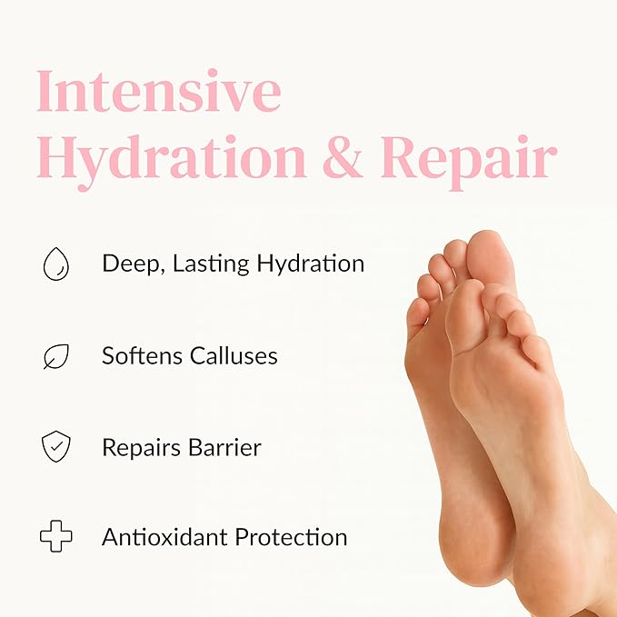 Epielle Moisturizing Foot Mask 6 Pairs, Soften with Sunflower Seed Oil & Vitamin E, Deep Moisturizing Socks for Dry, Cracked Feet, Self Care Gifts for Women, Spa Kit, Easter Basket Stuffers