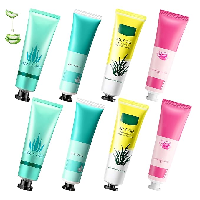 8PCS Organic Aloe Vera Gel for Face,Moisturizing After Sun Lotion,Refreshing Pure Aloe Vera Lotion,Hydrating Travel Size Aloe Vera Gel for Hair,Skin,Body,After Sun Care and After Wax Care