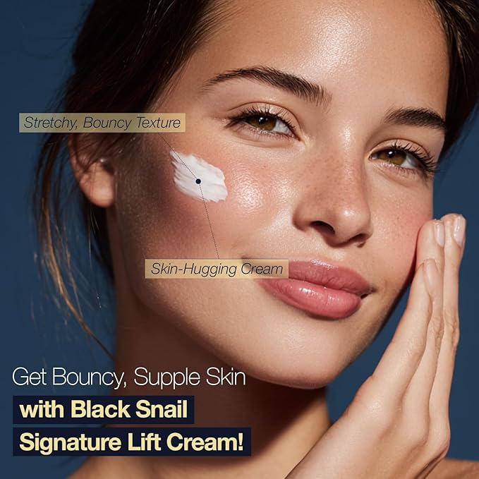 Black Snail Signature Lift Cream – Korean Skincare Firming Moisturizer with 65% Snail Mucin, Peptides & Hyaluronic Acid – Cream for Skin Texture & Elastic-Looking Finish – 0.50 fl oz (15ml)