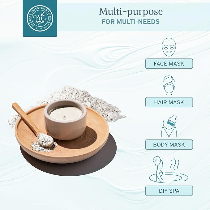Bare Essentials Living - White Kaolin Clay Powder (2 lb) 100% Natural White Powdered Clay for Seed Bombs, White Clay Mask, DIY Spa, Soap, Bath Bomb, Deodorant, Can be Used as Kaolin Clay for Gardening