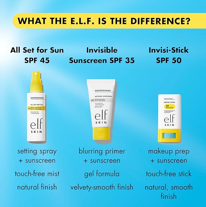 e.l.f. SKIN Suntouchable Invisi-Stick SPF 50, Clear Sunscreen For A Natural Finish, Made With Moisturizing Sunflower Seed Oil, Vegan & Cruelty-Free, (Pack of 2)