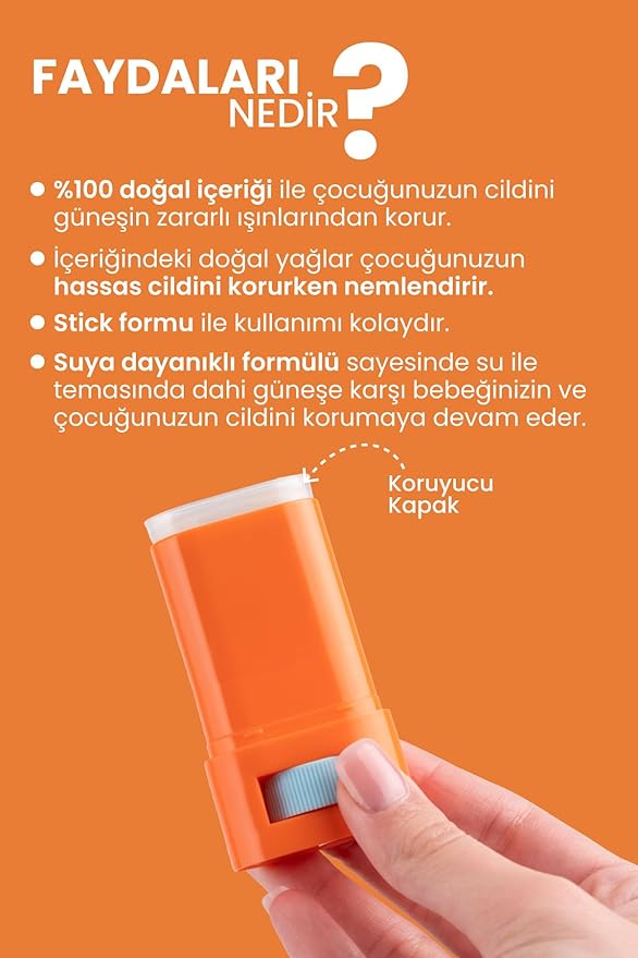 Bade Natural Kids Mineral Sunscreen Stick SPF 50+ – 100% Natural Zinc Oxide Sun Protection for Babies & Children, Broad Spectrum UVA/UVB Defense, Water Resistant & Gentle Formula, 0.56 oz