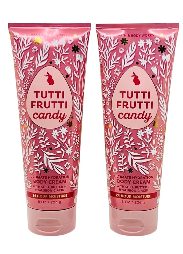 Bath and Body Works Tutti Frutti Candy Body Cream Ultimate Hydration Gift Set For Women 2 Pack 8 Oz. (Tutti Frutti Candy)