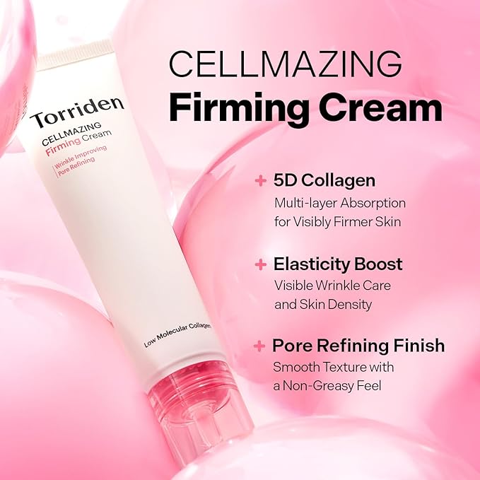 Torriden CELLMAZING Collagen Firming Cream 60ml (2.02 fl.oz.) | Improving Saggy Pore and Wrinkle | 5D Collagen Complex, Amino Acid Complex, Peptide | Korean Skincare