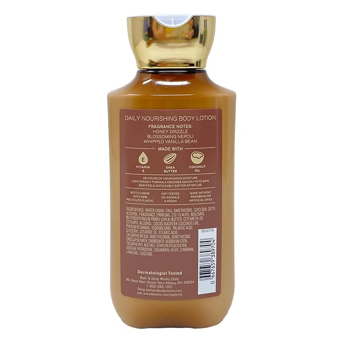 Bath & Body Works Whipped Honey & Vanilla 3 Pack Body Lotion Bundle with a Creamy Rose Bar Soap - Full Size