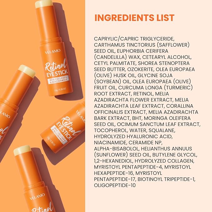 Retinol Under Eye Balm Stick: Korean Retinol Eye Cream for Dark Circles, Puffiness, Eye Bags, Wrinkles & Fine Lines - 8-IN-1 Formula with Collagen, Niacinamide, Peptides & Hyaluronic Acid 0.35 OZ/10g