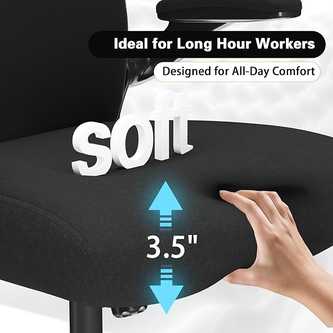 Office Desk Chair with Ergonomic Lumbar Support, Extra-Thick Seat Cushion, Flip-up Arms, Breathable Mesh Back, Computer Task Chair for Home Office