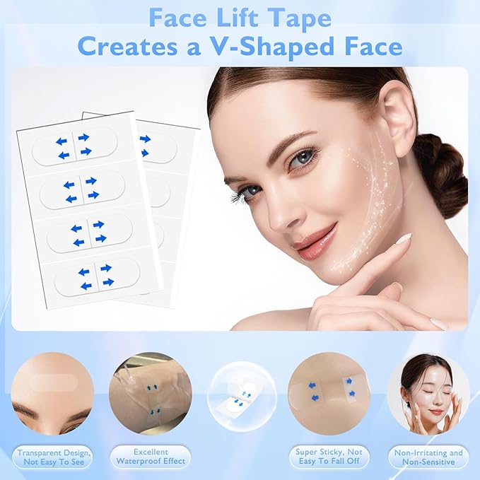 NBF Face Tape Lifting Invisible,Face Lift Tape Invisible for Sagging Skin, Instant Facelift Tapes for Women, Neck, Jowls Lifts Sagging Skin, Visible Results in Seconds, Concealed Makeup Tape-ABC