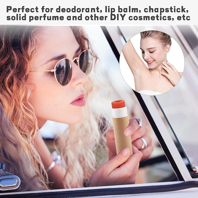 10 Pcs 25g/0.8oz Large Size Paperboard Lip Balm Tubes Krafts Paper Lipstick Tube Round Cardboard Empty Lip Gloss Container Holder Tubes for DIY Deodorant Salve Cosmetic Lotion Solid Perfume - Brown