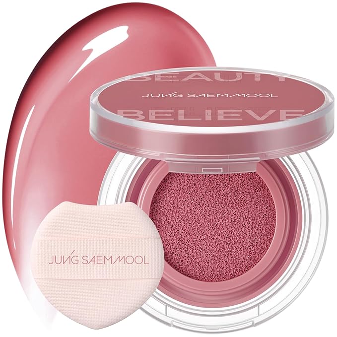 JUNG SAEM MOOL Artist Cushion Blush | Easy to Blend with Puff, Buildable Liquid Blush for Cheeks with a Natural & Dewy Finish, Korean Makeup (Dewy | Rare Rose)