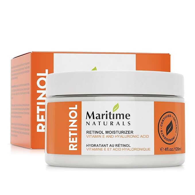 Maritime Naturals Retinol Moisturizer for face with Hyaluronic Acid & Organic Ingredients | Professional Results with Retinol Face Moisturizer | Day & Night Cream for Women & Men (120ml)