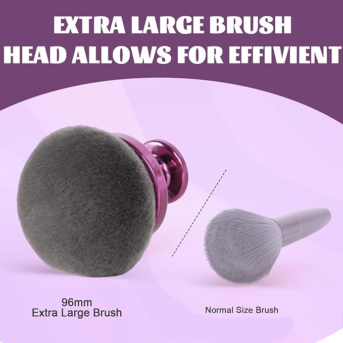 Blend & Blur Extra Large Body Makeup Brush for Self Tanner,Leg Makeup & Bronzer Self Tan Applicator, 90mm Wide Round Head Kabuki Brush For Application with Drawstring Velvet Bag (Purple)