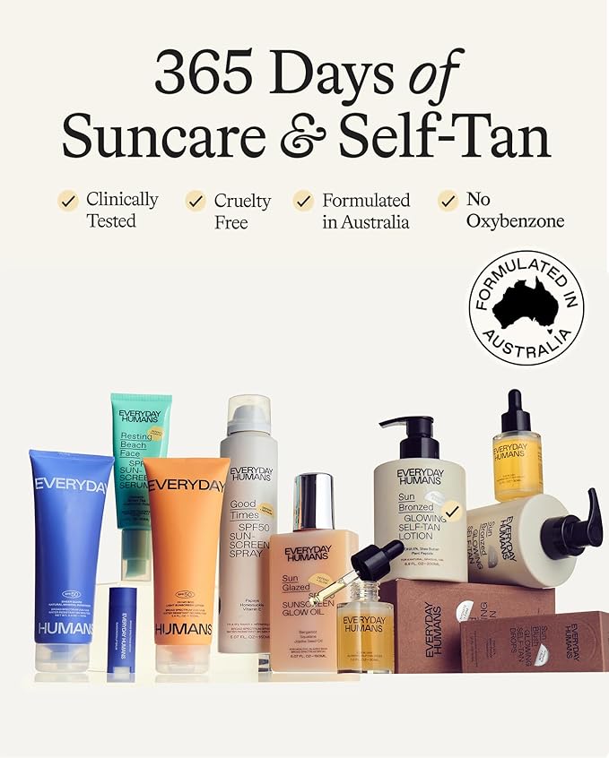 Sun Blush Glowing Self Tanning Drops Australian Made 1.0 fl.oz | Sun-Kissed, Natural Face & Body Gradual Self Tanner with Peptides | Fragrance Free| Everyday Humans