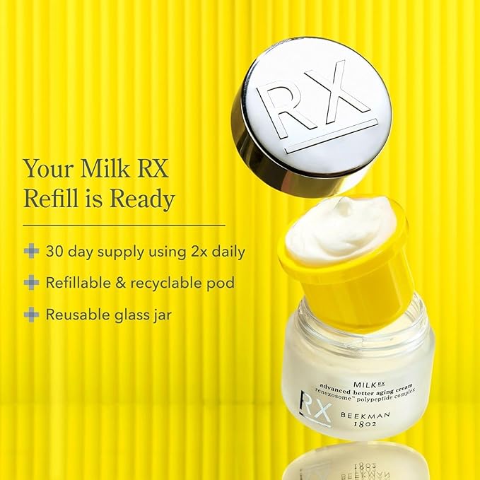 Beekman 1802 Milk RX Advanced Better Aging Collagen Face Cream Refill Pod – 4X Retinol Alternative Moisturizer with Goat Milk Exosomes & Polypeptide, 1.69 fl oz