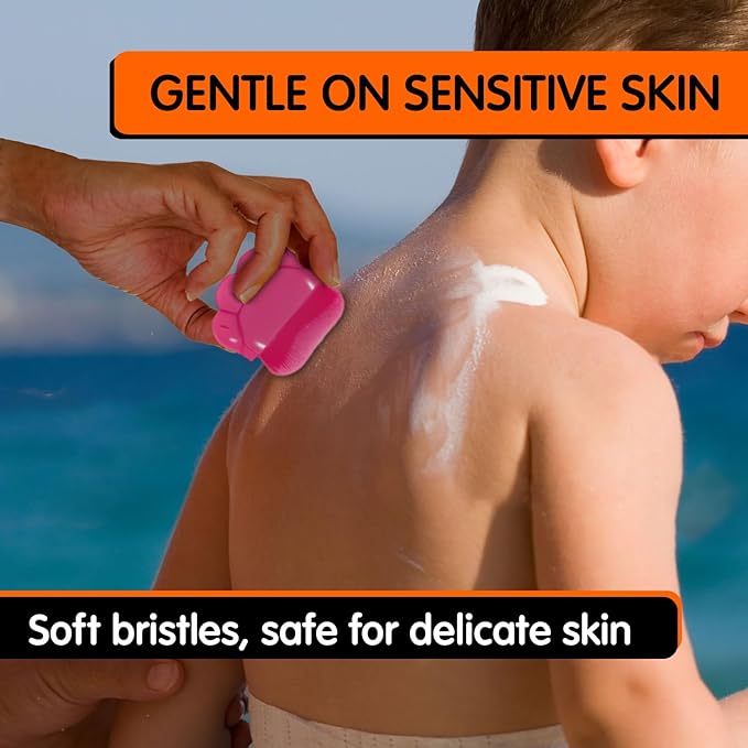 2Pcs Sunscreen Applicator for Kids - Sunblock Lotion Brush with Protective Case, Soft Bristles, Mess-Free Sun Cream Applicator for Travel, Beach & Outdoor Use - by Mobi Lock
