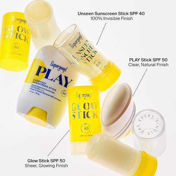 Supergoop! Unseen Sunscreen Stick - SPF 40 - Clear & Invisible Sun Protection - Broad Spectrum Face Sunscreen - Glides Over Makeup - Natural Finish - For All Skin Types - 0.7 fl oz